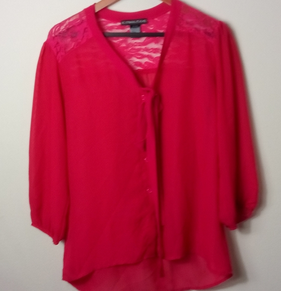 No Strings Attached M Red Blouse Top - Picture 5 of 6